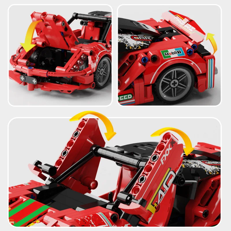 419Pcs Ferrari Enzo Pagani McLaren Bugatti Rambo Model Pull Back Car Creative Compatible MOC Building Blocks Bricks Toys Gifts | Игрушки и