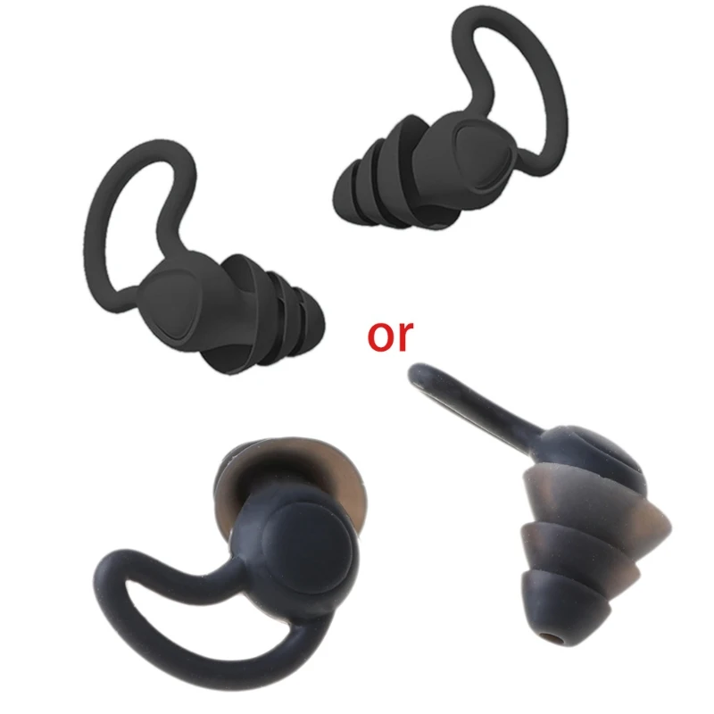 

2pcs Quiet Noise Reduction Earplugs Reusable Hearing Protection Flexible Silicone for Sleep Noise Cancelling 3 Layers