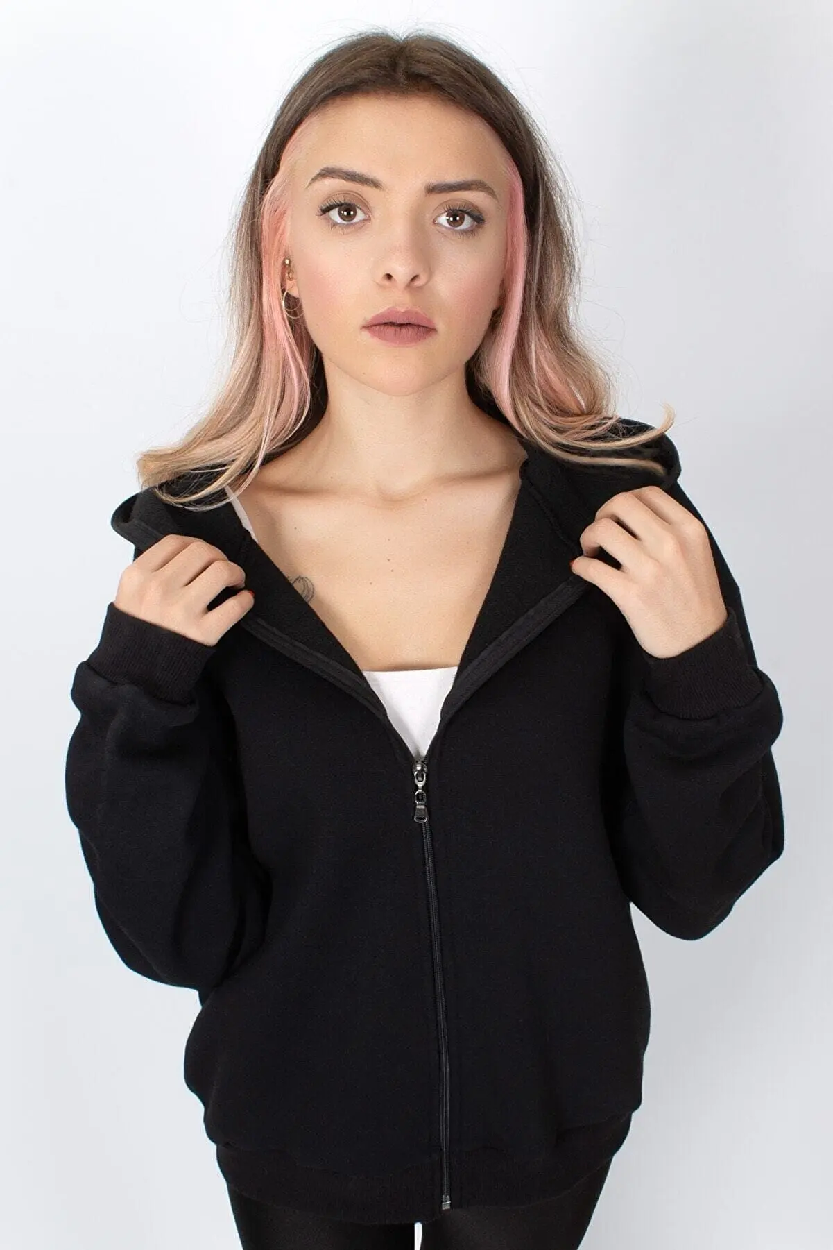 

Female Black Zipper Cardigan Traf Sweater Pullover Sweatshirt for Women 67014122