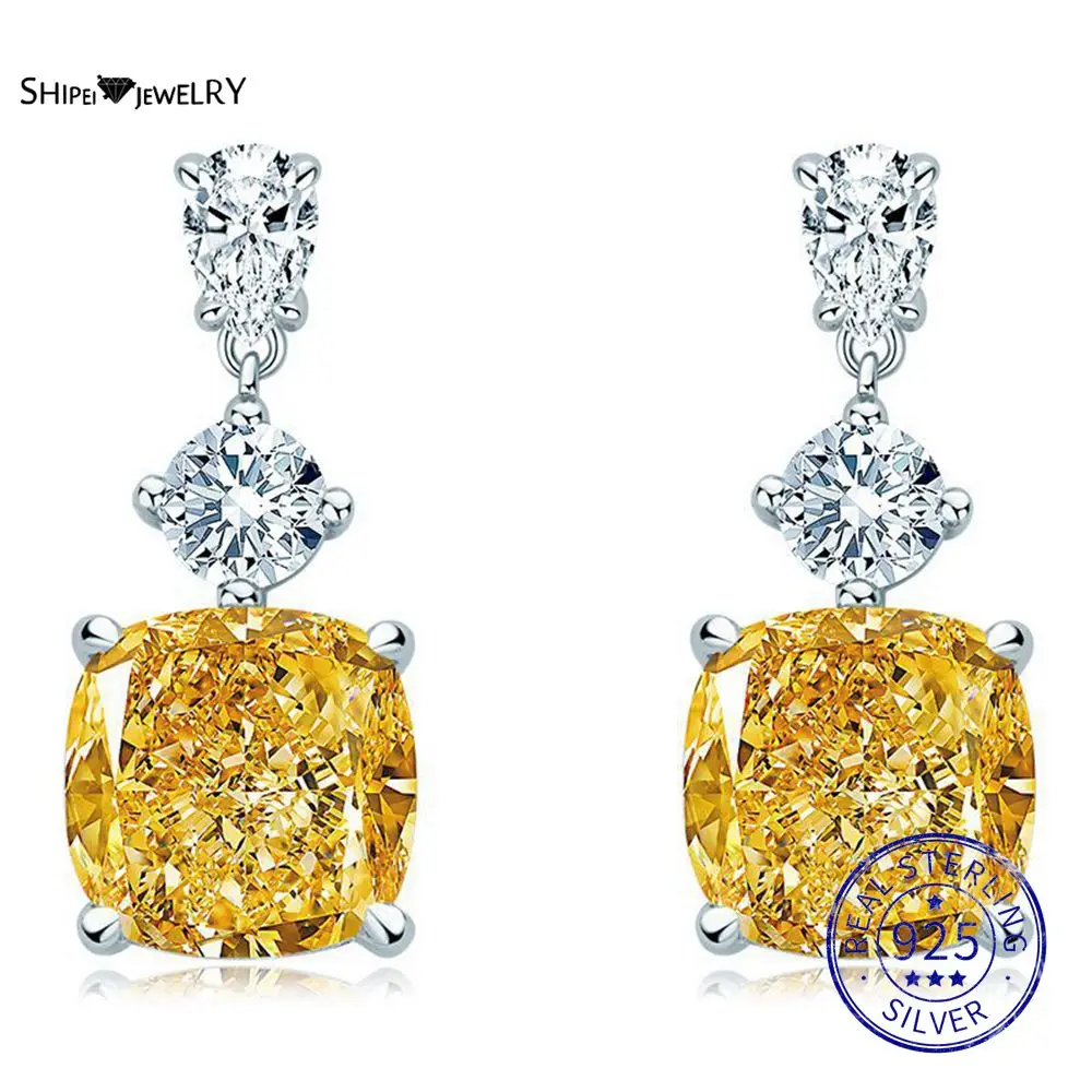 

Shipei 925 Sterling Silver Crushed Ice Created Moissanite Diamonds Gemstone Wedding Drop Dangle Earrings Fine Jewelry Wholesale