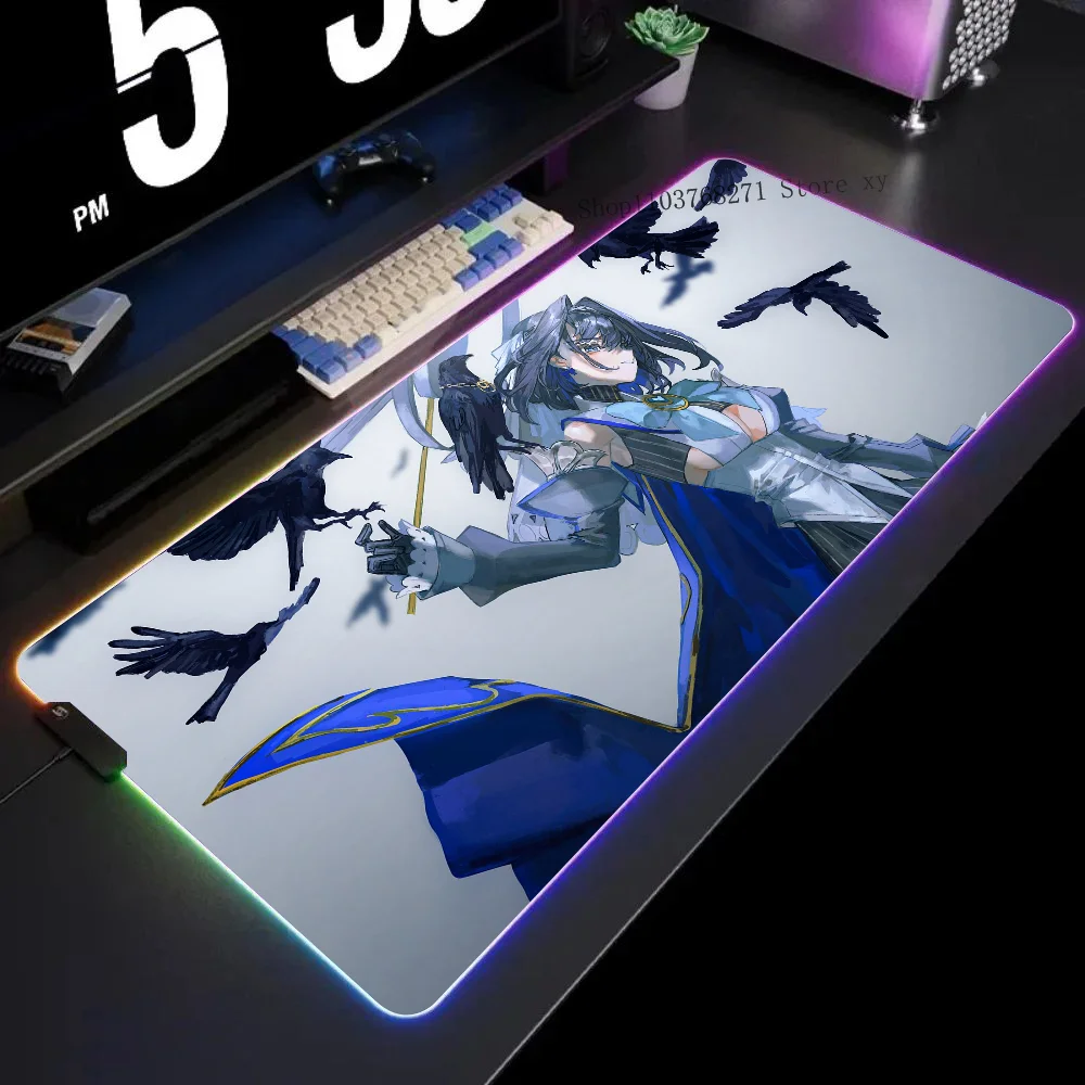 Фото Игровой коврик для мыши Ouro Kronii Hololive Girl, размер XXL, RGB, HD, черный цвет, яркий цвет №1