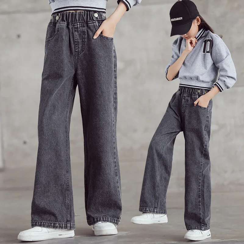 Купи Teen Student Girls Jeans Spring 2022 Kids Denim Pants Casual Jeans for Girls 6 8 10 12 14 Years Elastic Waist Children Trousers за 1,084 рублей в магазине AliExpress