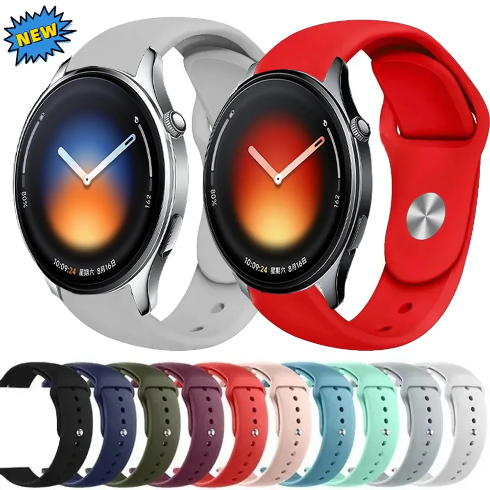 Фото Силиконовый ремешок 18 мм, 20 мм, 22 мм для Xiaomi Watch 5 S4 41 мм, Realme Watch 5 S, браслет для Oneplus Watch 3 43 мм Lite, OPPO S X2 Mini №1
