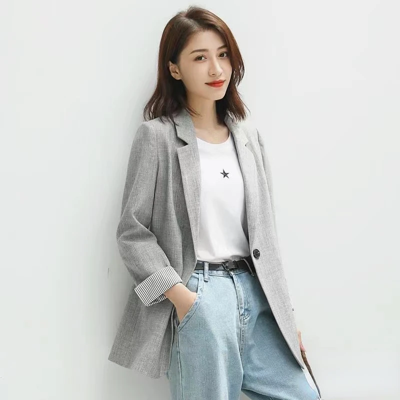 New Fashion Casual Business Plaid Suit Women's Long Sleeve Spring Casual Suit Office Suit Women's Coat Women's Jacket