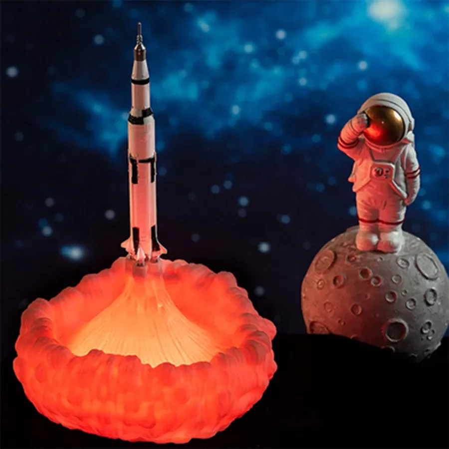 Print Night Light USB Lamp For Space Fans Space Shuttle Rocket Lamp Rechargeable Nightlight Living Room Bedroom Decoration