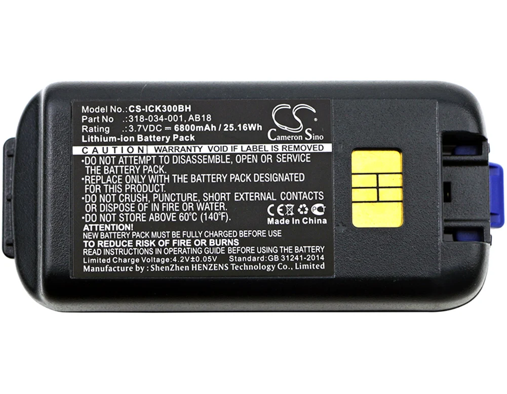 

Cameron Sino 6800mA Battery for Intermec CK3,CK3A,CK3C,CK3C1,CK3N,CK3N1,CK3R,CK3X 318-033-001,318-034-001,AB17,AB18