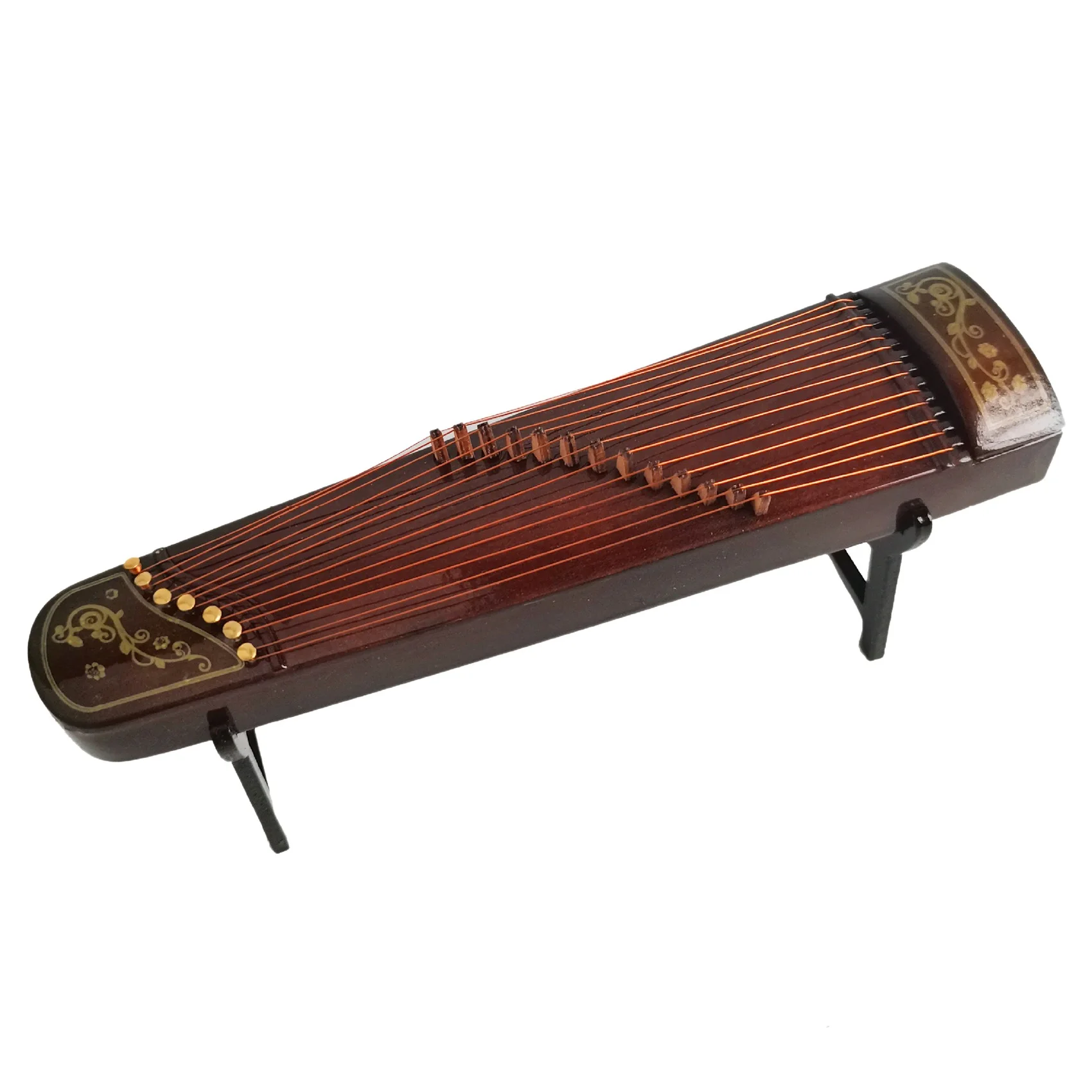 

Mini Guzheng Retro Simulation Musical Instrument 1:12 Dollhouse Miniature Ornaments Model Landscaping Decorations Crafts