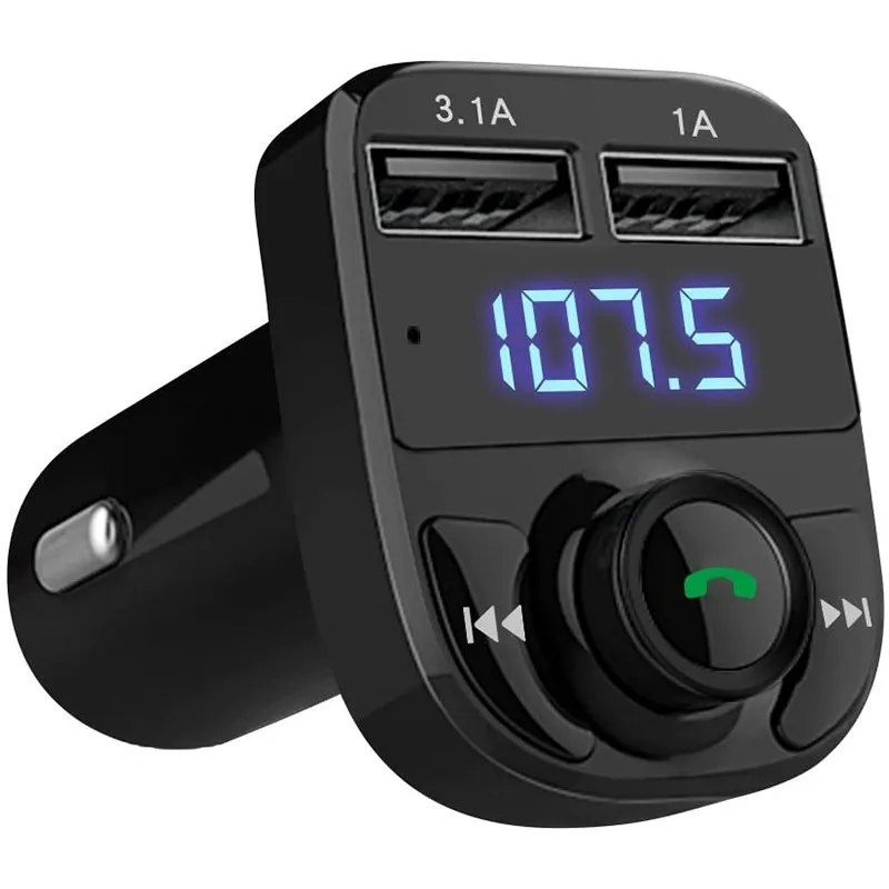 

Новый светодиодный FM-передатчик Bluetooth 5,0, автомобильный комплект, автомобильное зарядное устройство с двумя USB-портами, а, 1 А, 2 USB-порта, mp3-пле...