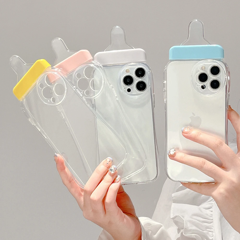

Cute 3D Funny Clear Soft Shockproof Full Protect Camera Shell Fundas Baby Bottle Case for iPhone 14 13 12 11 Pro Max Plus Cover