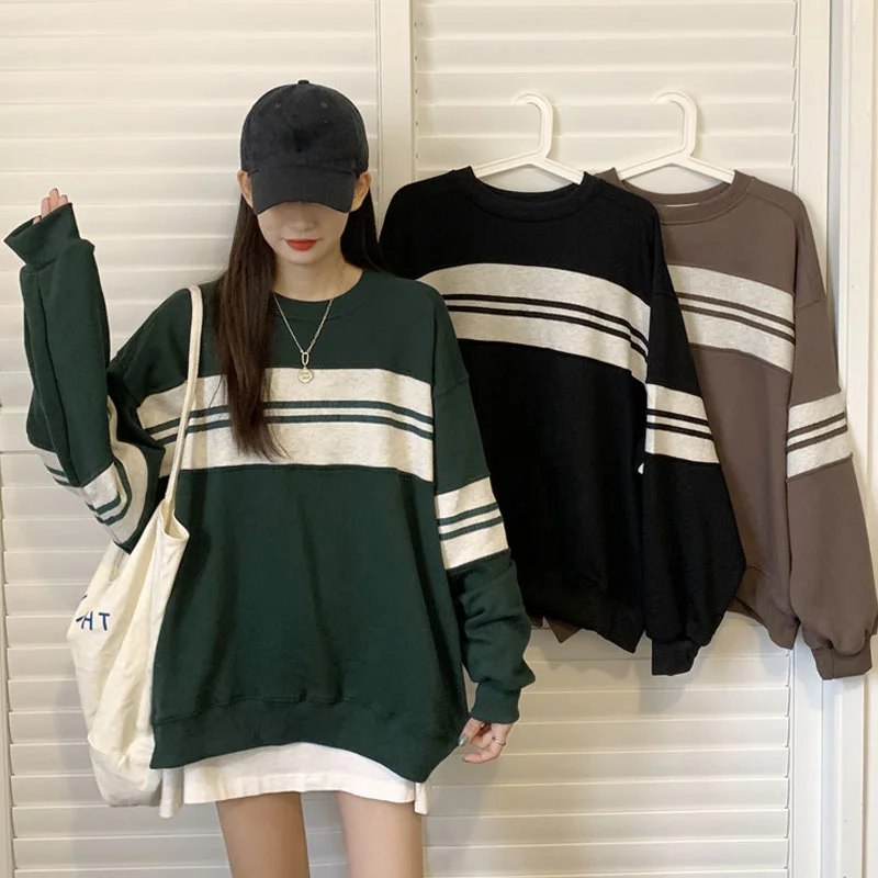 

Casual Striped Sweater Women's Wear 2022 Spring And Autumn New Long Sleeve Pullover Loose Oversize Top