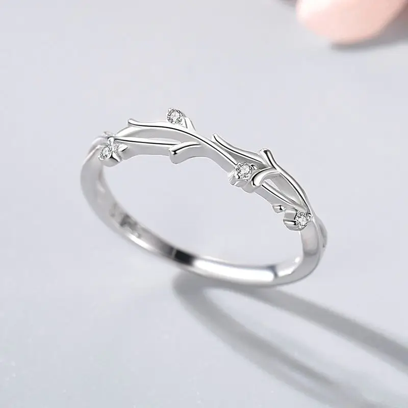 JIALY сверкающее европейское свежее ветки AAA циркон S925 кольцо на палец из