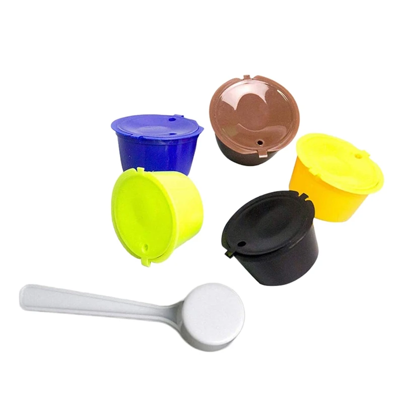 

5 Pcs Coffee Capsules Refillable Coffee Capsules Pods Reusable Universal Coffee Filter With Spoon For Dolce Gusto