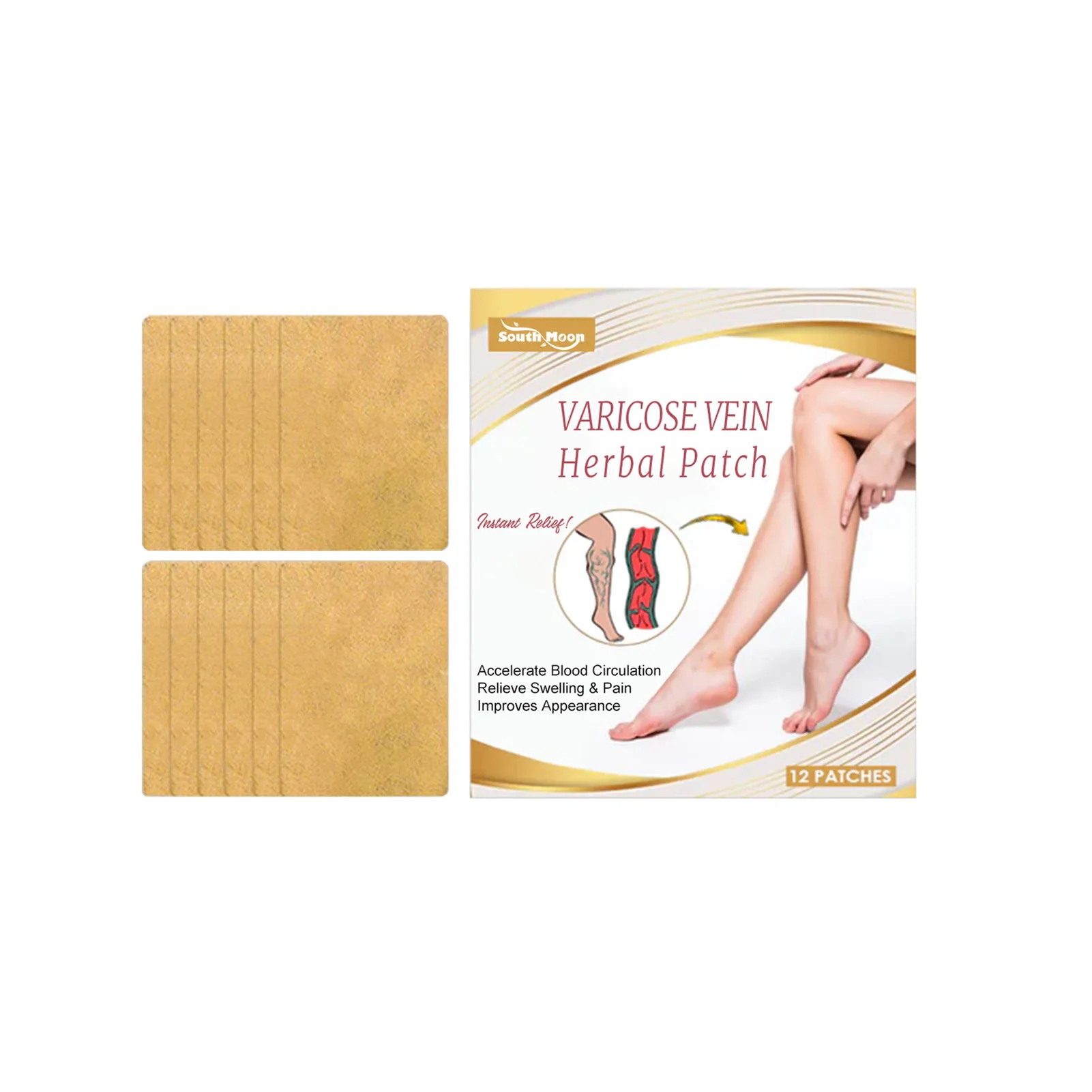 

12pcs Varicose Vein Care Patch Natural Herbal Ingredients Vein Care Patch for Leg Protection Treatment