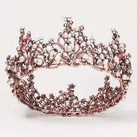 bride tiara head jewelry bridal crown alloy pearls beaded temperament retro full circle pearl crown wedding accessories