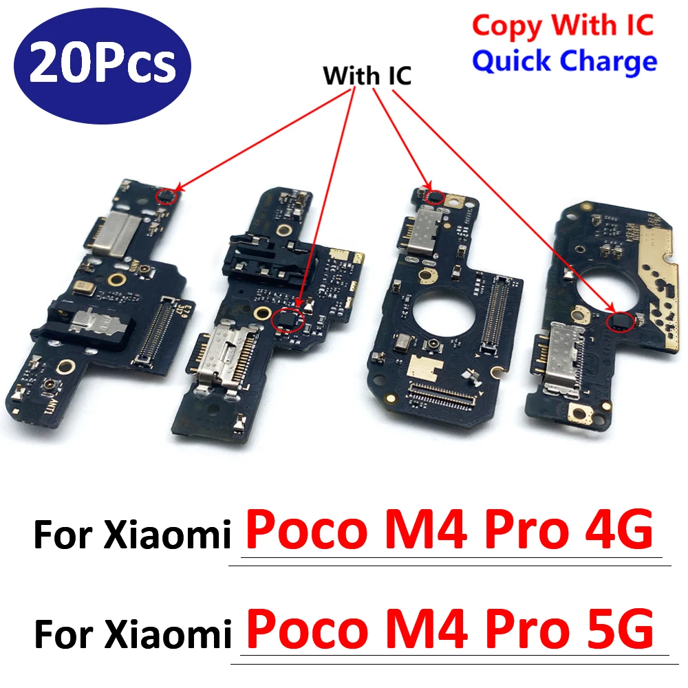 

20Pcs， For Xiaomi Poco M4 X4 Pro 4G F4 5G USB Charger Dock Connector Charging Port Microphone Flex Replacement fast charging