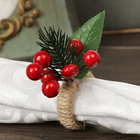 hot 1pc christmas natural jute napkin rings xmas table pine cone napkin holder flower towel buckle wedding christmas ornaments