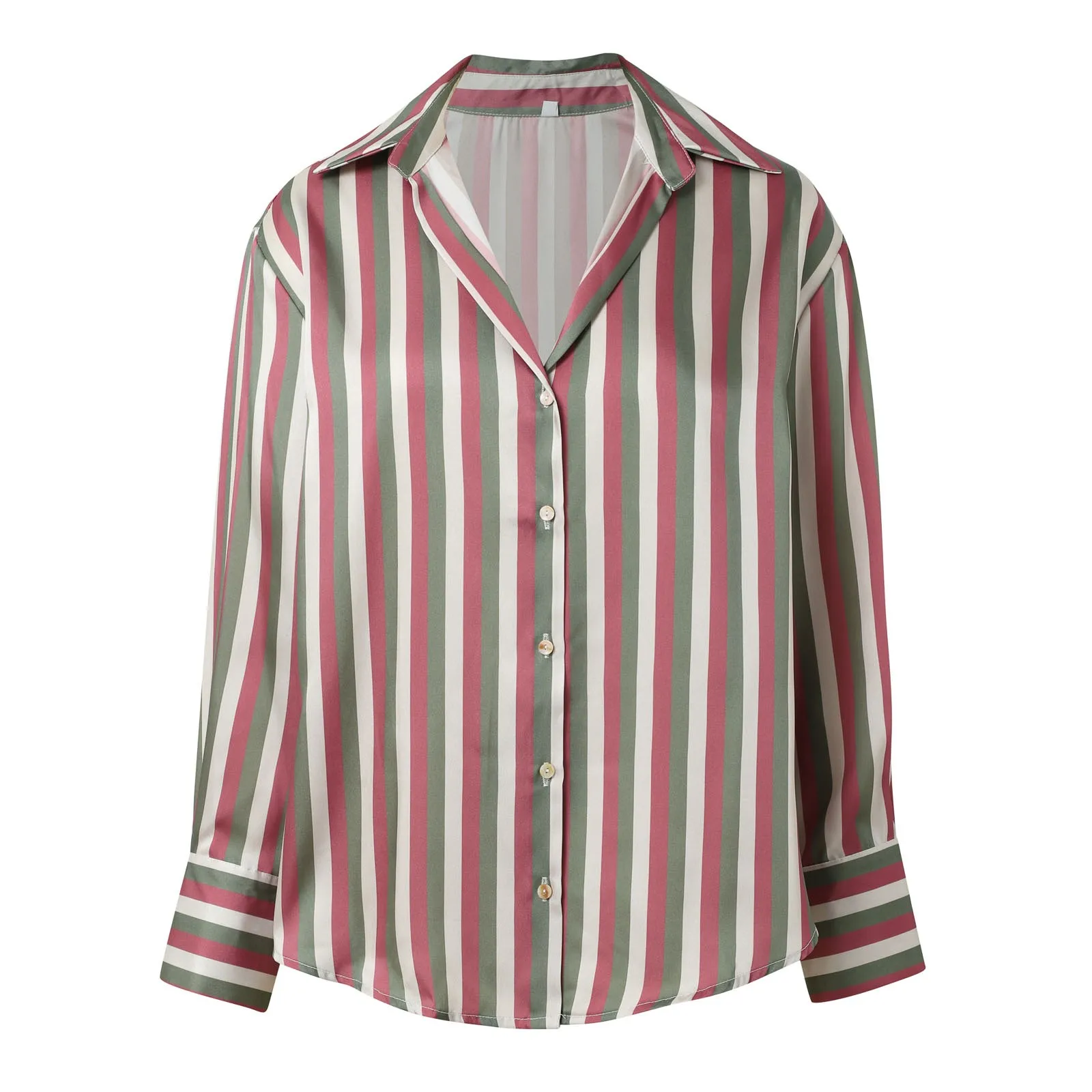 Блузка женская с длинным рукавом шелковая атласная текстурная однобортная