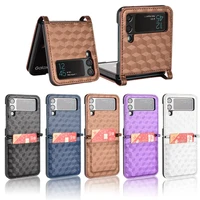 suitable for samsung galaxy z flip3 mobile phone shell siamese card three dimensional leather case zflip3 protective cover 5g