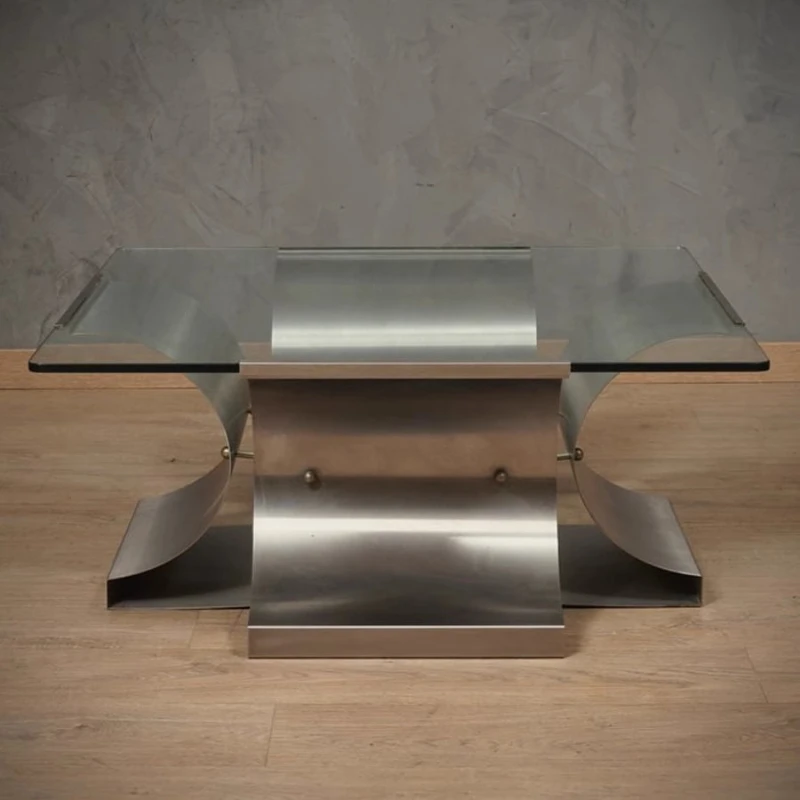 Фото Francois Monnet Pour Kappa Table Basse Художественный журнальный столик из нержавеющей стали №1