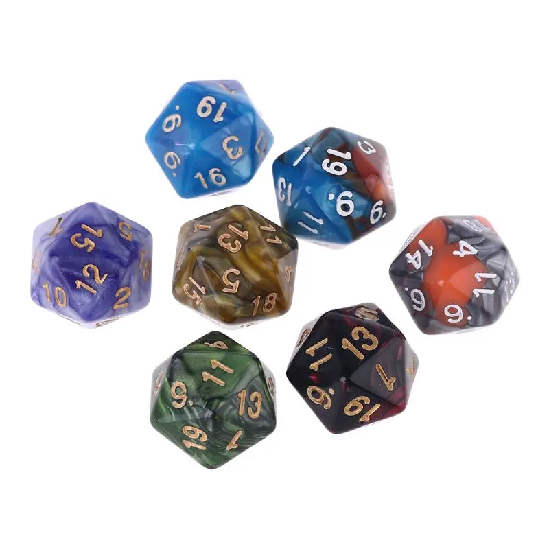 

7pcs D20 Polyhedral Muti-sided Dice Numbers Dials Table Board Role Playing Game for Bar Pub Club Party