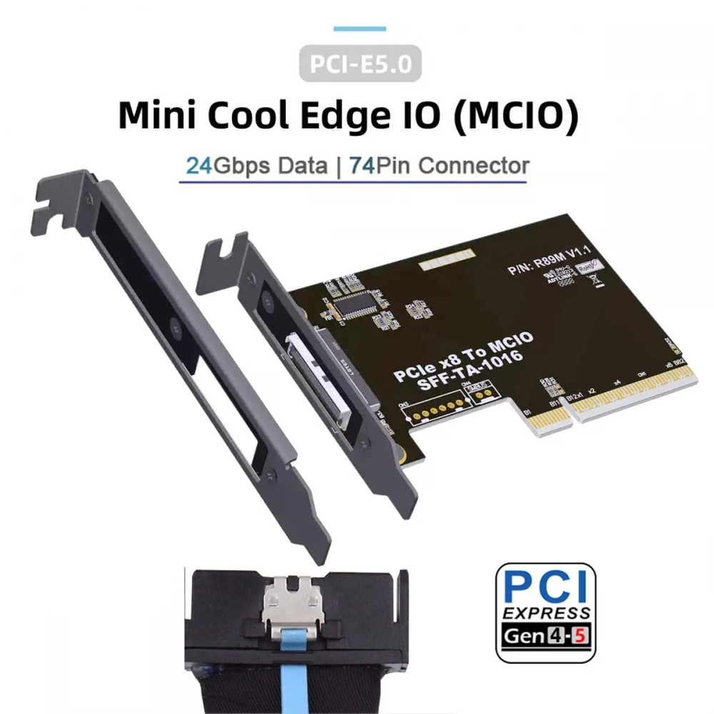 PCIE5.0 PCI-Express 8x к MCIO 8i Mini SFF-TA-1016 Адаптер ввода-вывода Cool Edge для материнской платы SSD Видеокарта (art.: 3920d268c7ed8) - 3920d268c7ed8