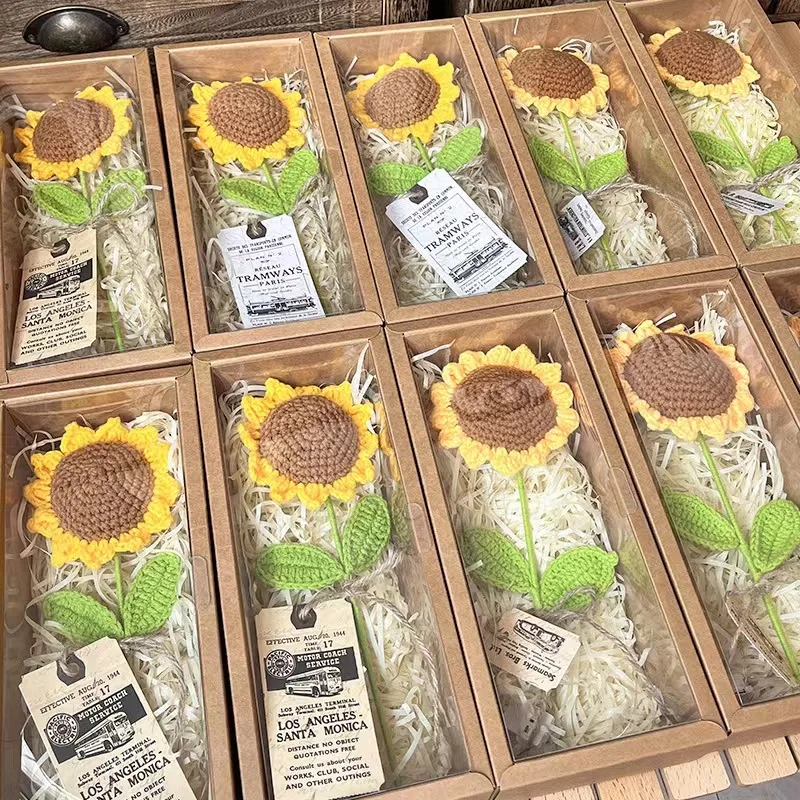 

Handmade Knitting Sunflower Flower Party Home Decoration Graduation Ceremony Ornament Birthday Valentine's Day Teacher Gift
