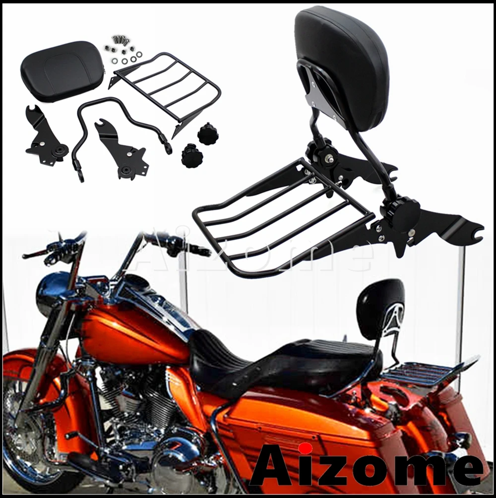 

Съемная багажная стойка для мотоциклов и пассажиров, спинка для Harley Touring Road King Street Electra Glide CVO 2009-2017