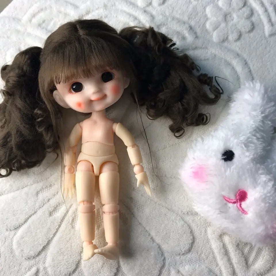 

14 см куклы Ob11 1/12 1/8 Bjd милые ямочки со смайликами куклы игрушки 25 подвижный шарнир тело куклы девушка DIY одеваются игрушки сменные глаза
