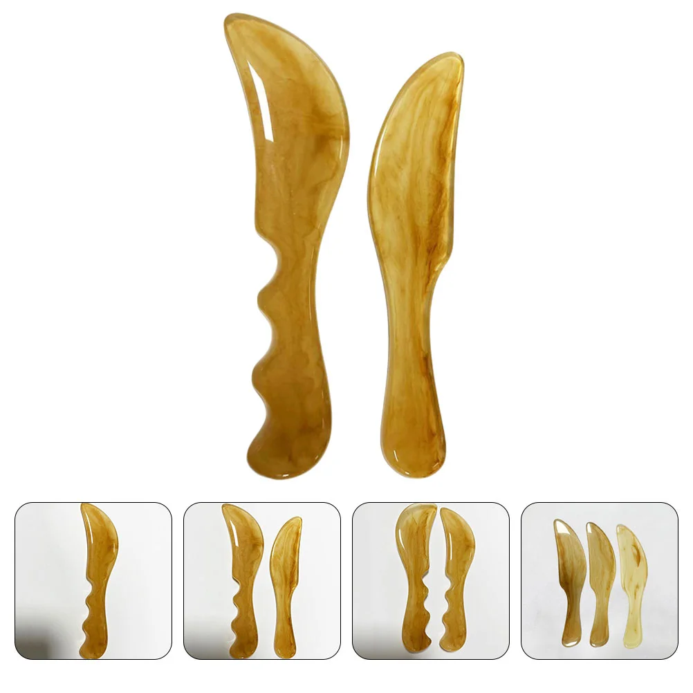 

2 Pcs Scraping Board Resin Lymphatic Massager Gua Sha Tool Tools Face Beeswax Body