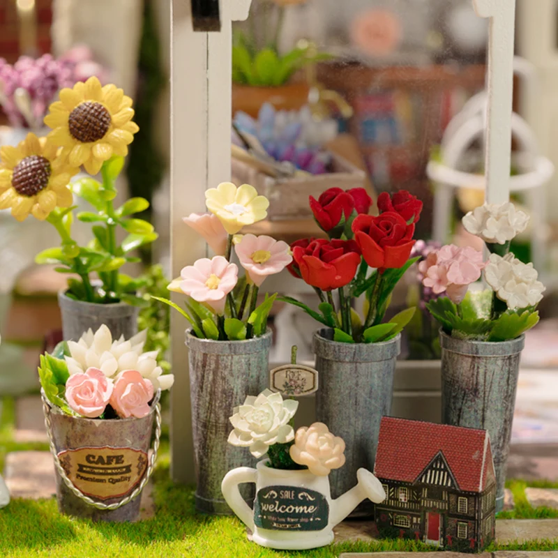 Фото DIY Wooden Sunshine Greenhouse Cottage Figurines Miniatures Kits Assembled Houses Casa Friends Birthday Gifts Home Decor Crafts №5