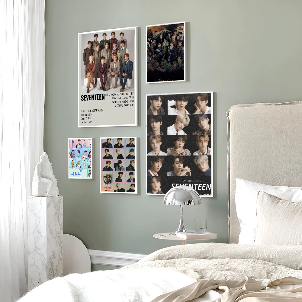 S-Seventeen K-Kpop Classic Movie Posters Fancy Wall Sticker For Living Room Bar Decoration Decor