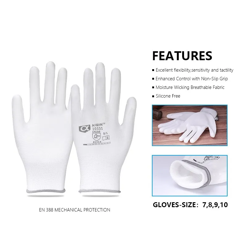 1 пара рабочих перчаток экономичные перчатки из полиэстера с полиуретановым