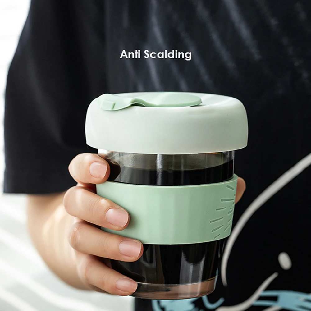 

250/350ML Silicone Glass Straw Milk Coffee Cup Water Bottles with Lid Cold Brew Milk Tea Water Cup Silicone Water Cup With Lid