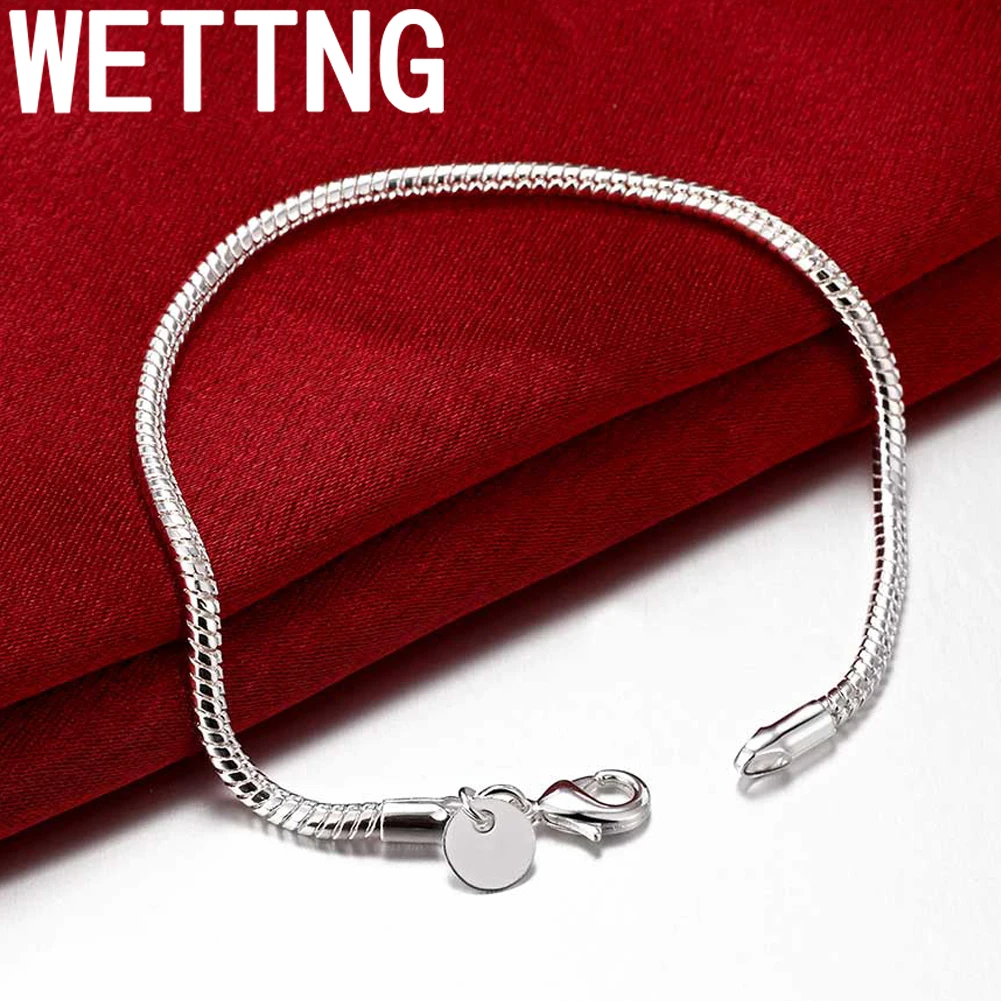 

New Arrival 925 Sterling Silver Jewelry 3mm Snake Chain Bracelets for Women Men Trendy Jewelry
