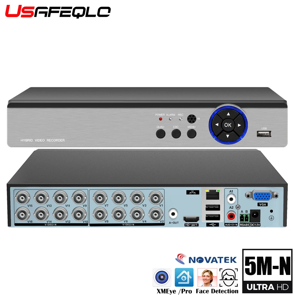 

Видеорегистратор 6 в 1, 16 каналов, 5 МП, поддержка AHD, 5 МП, IP-камера, распознавание лица, P2P, H.265, видеонаблюдение, 8 каналов, система видеонаблюдения