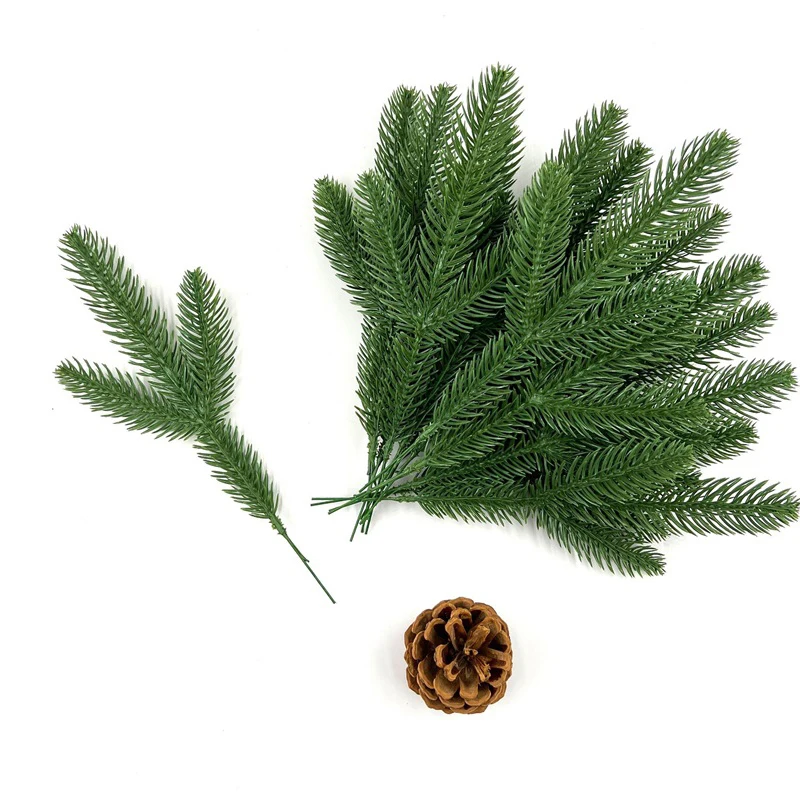 

10pcs Artificial Plant Plastic Green Pine Needle Branches Diy Christmas Tree Decoration Accessories Home Decor Wreath Fake Plant