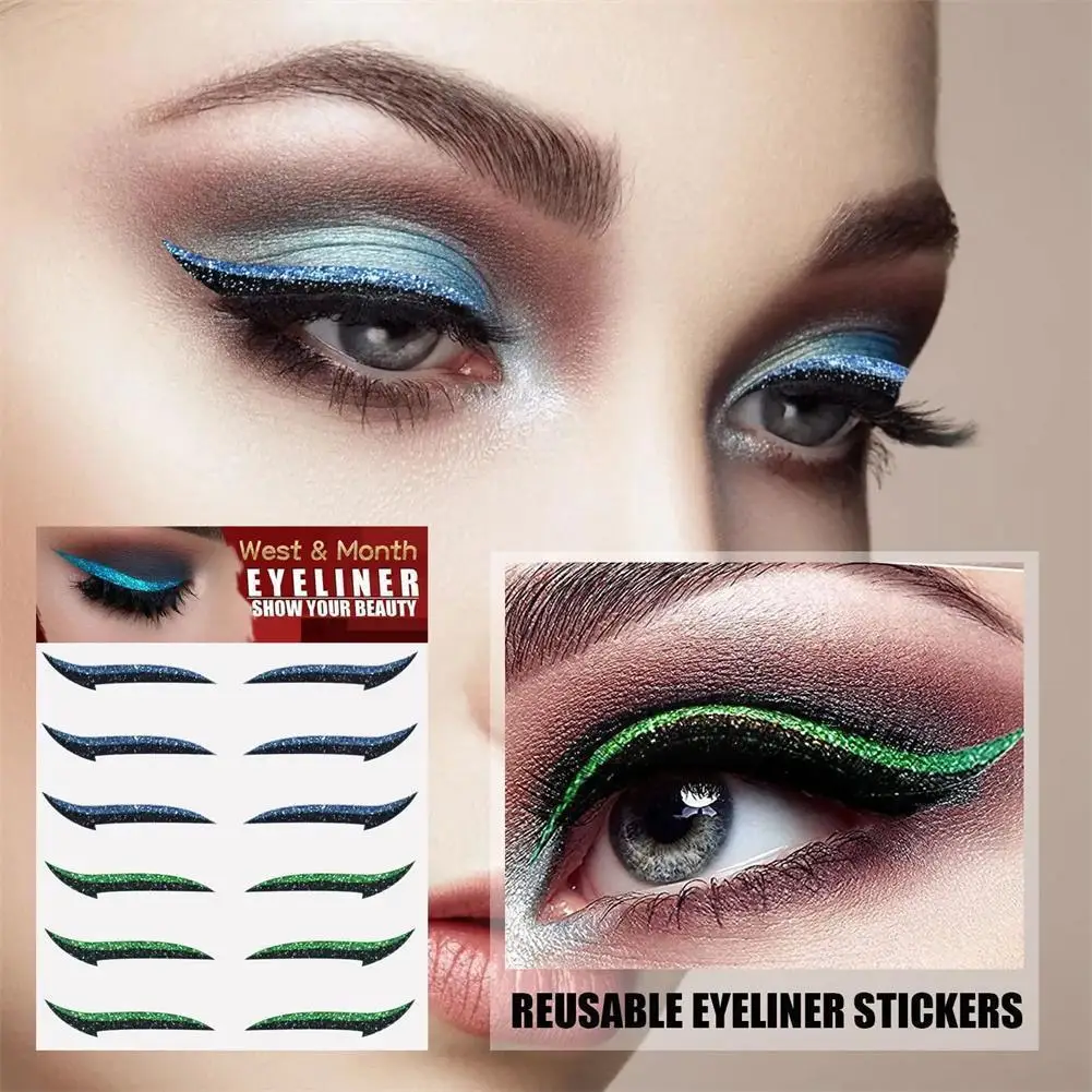 

5Pairs Reusable Eyeliner Eyelash Stickers Waterproof Eyelid False Sticker Adhesive Eyeliner Eyelash Glitter Eyeliner Double V2W4