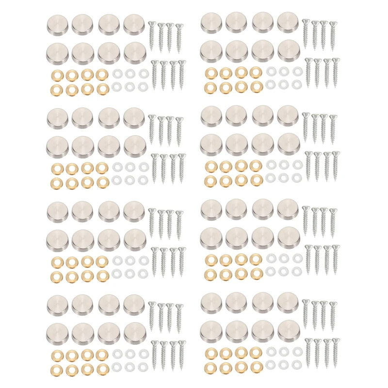 

16 Mm Stainless Steel Mirror Nails Screw Cap (64 Pieces)