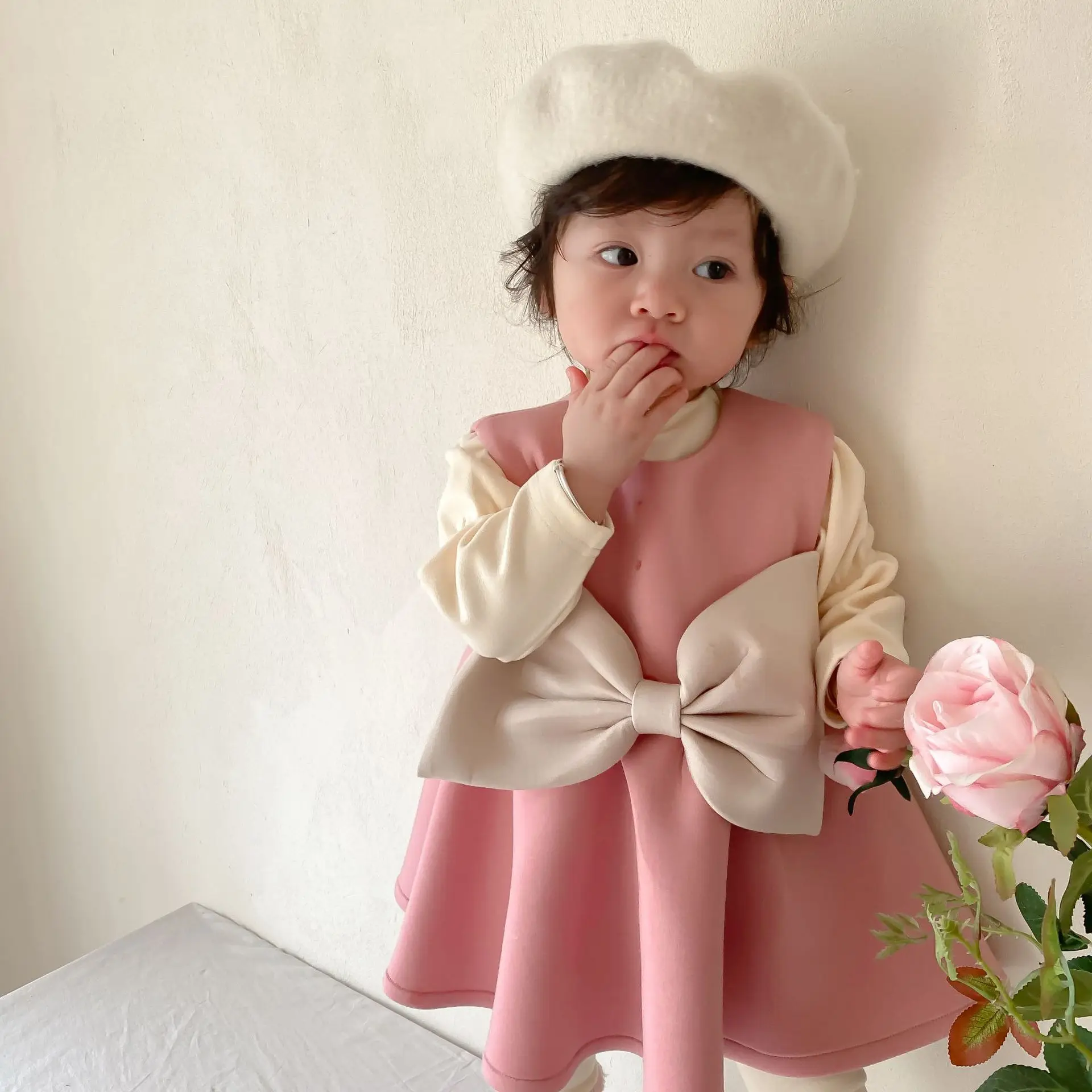 Girls' Dresses Girls' Baby Clothes Korean Children's Clothing Baby Clothing Pink Tank Top Dress One Year Old Clothes