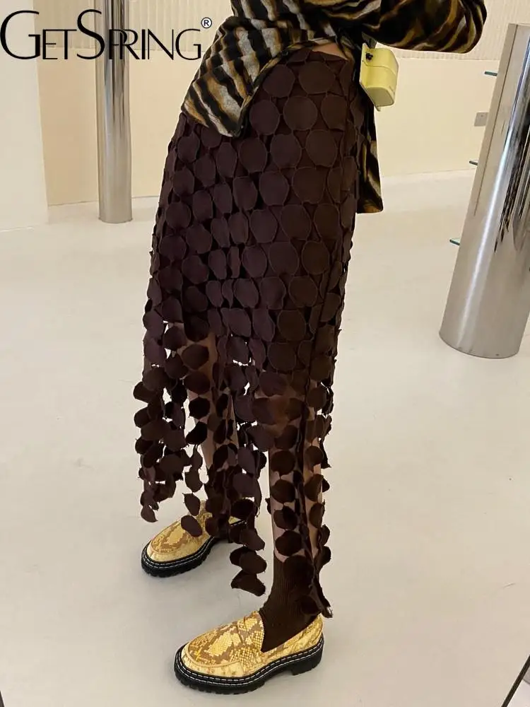 

GetSpring Женская юбка весна-лето 2022 Новая модная простая длинная юбка с вырезами и кисточками на бедрах универсальная с высокой талией