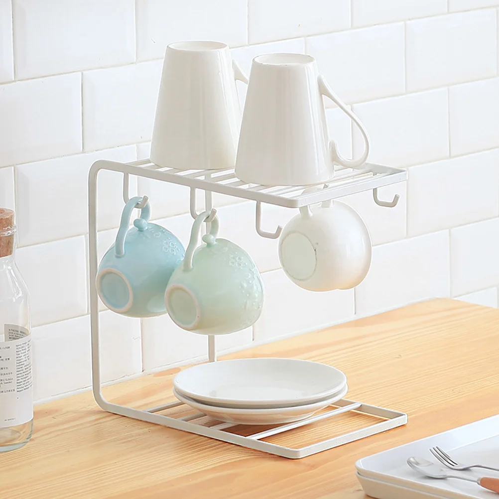 

Mug Rack Cup Tree Holder Shelf Hanger Metal Display Tea Jewelry Organizer Cabinet Hanging Accessorycoffee Tabletop Dish Drying