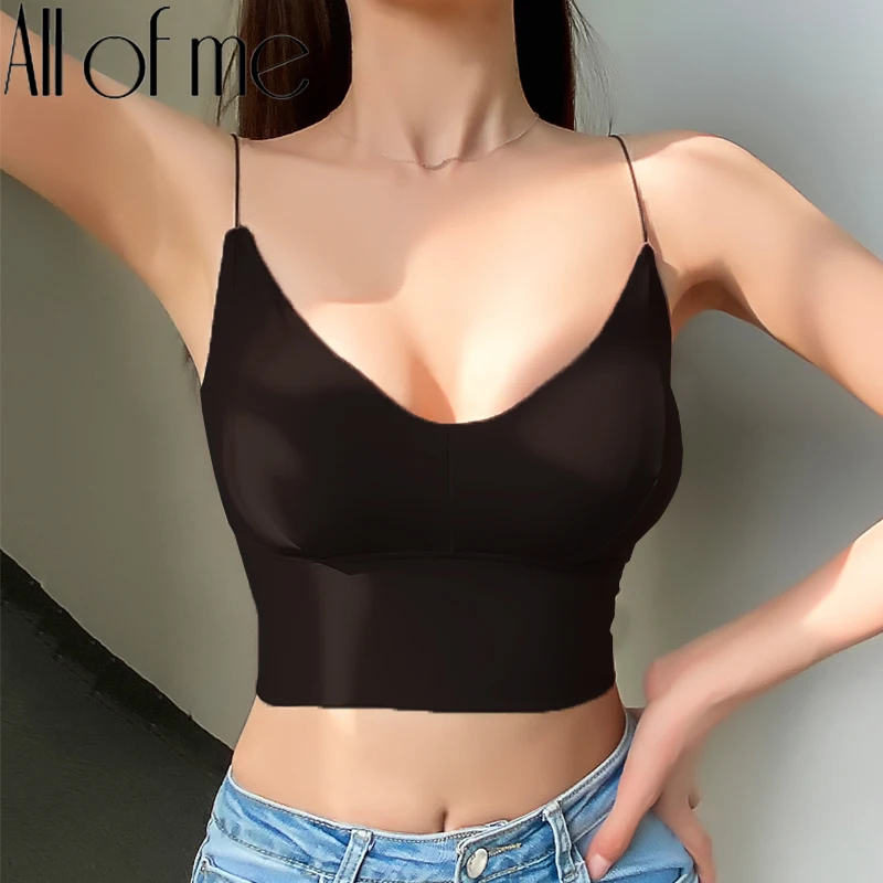 

Fashion Camisole Seamless Tops Women Tank Crop Female Sexy Tops Streetwear Intimates Lingerie Top with Push Up Massage Pad