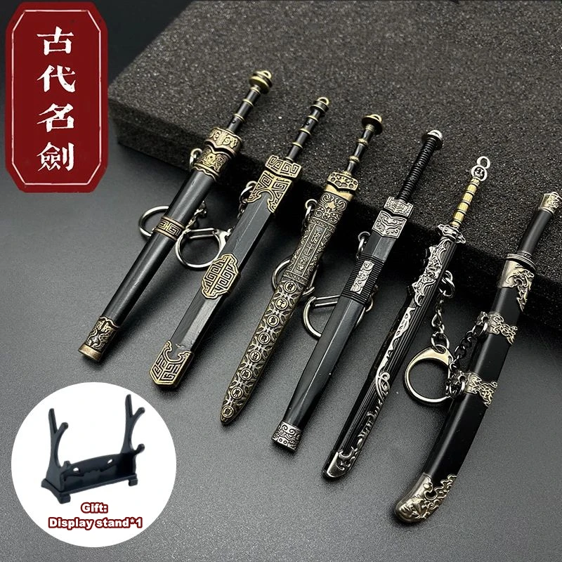 

Mini China Ancient Sword Boy Birthday Gift Alloy Weapon Model Anime Figure Cosplay Accessories Keychain Bag Deco Table Ornament