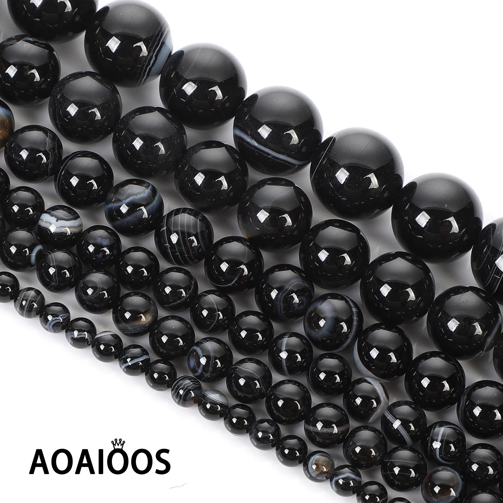 

400mm 29 To 91 Pcs Natural Stripe Agate Stone Beads Make Up Silver 925 for Jewelry Making Bracelets Pulseira Marvels Abalorios