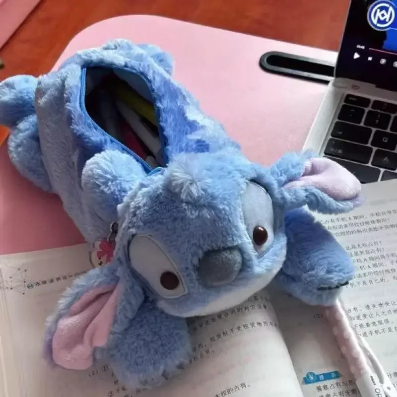 Пенал Disney Stitch Kawaii плюшевый пенал большая мультяшная емкость сумка для карандашей