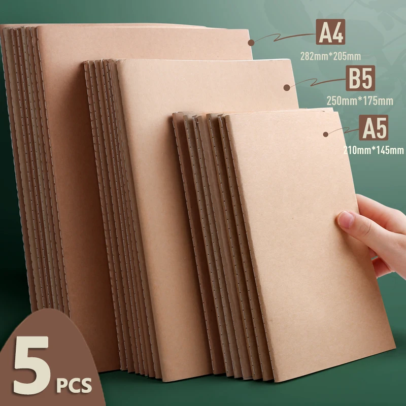 

40 Kraft Paper Sketchbook Vintage Notebook School Optional Journal Supplies Sheets Diary Cover Blank/grid/lined