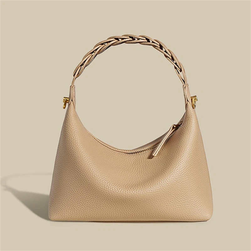 

Women's Tote Bag Brand Designer Zipper Small Handbags Lady Fashion Shoulder Bag Genuine Leather Casual Hobos Bag 2022 Female Bag