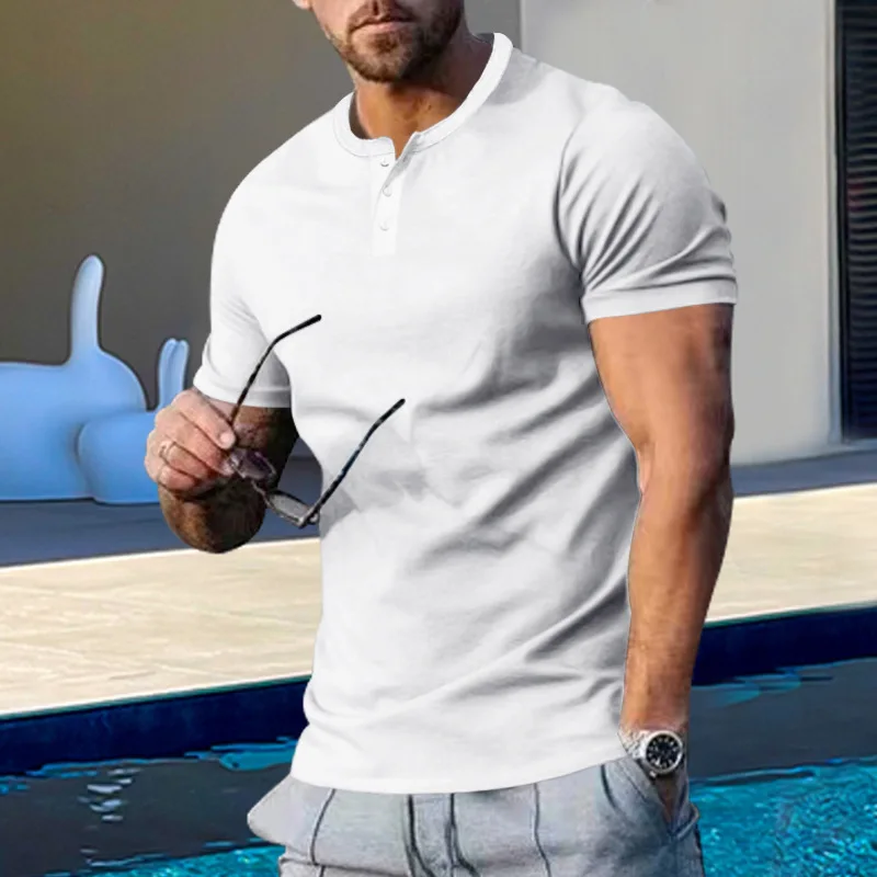 

Plus Size M-6XL Summer Men's Polos T-shirt Cotton Golf Casual Short Sleeve Bottom Plain Polo Shirt Top Quality Henry Shirt