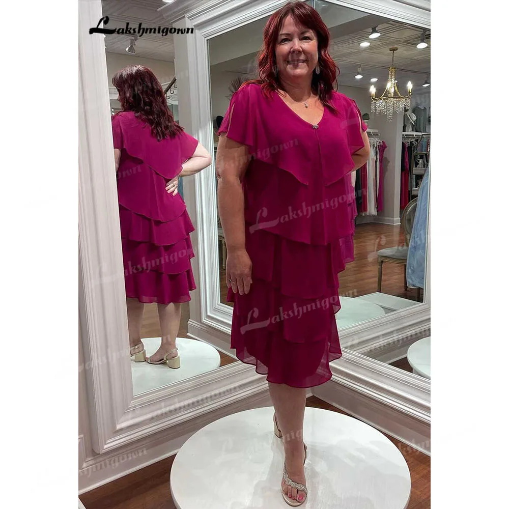 

Шифоновое платье для матери невесты Lakshmigown с V-образным вырезом и рюшами, 2023