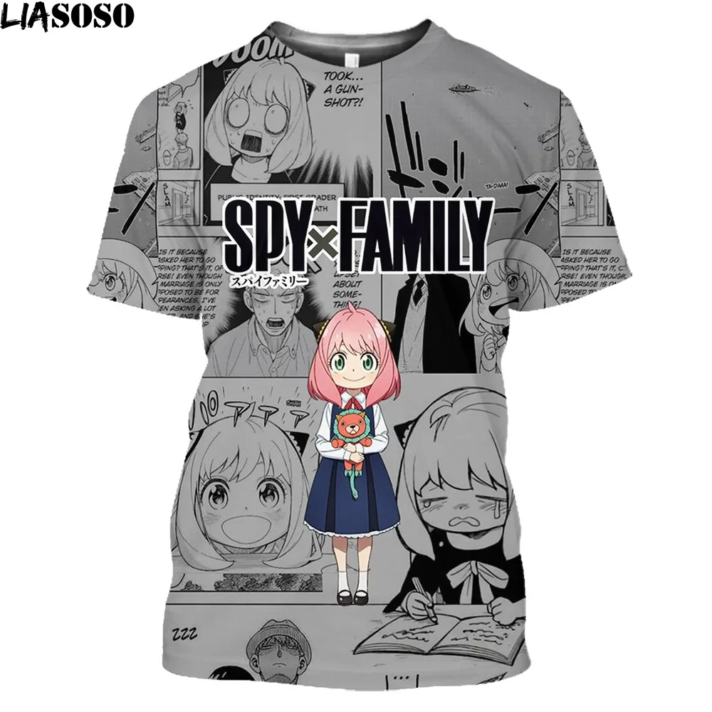 

LIASOSO SPY X FAMILY Anya Forger T-shirts Anime Manga Cosplay 3D Print Street Men Women Harajuku Fashion Oversized Kids T Shirts